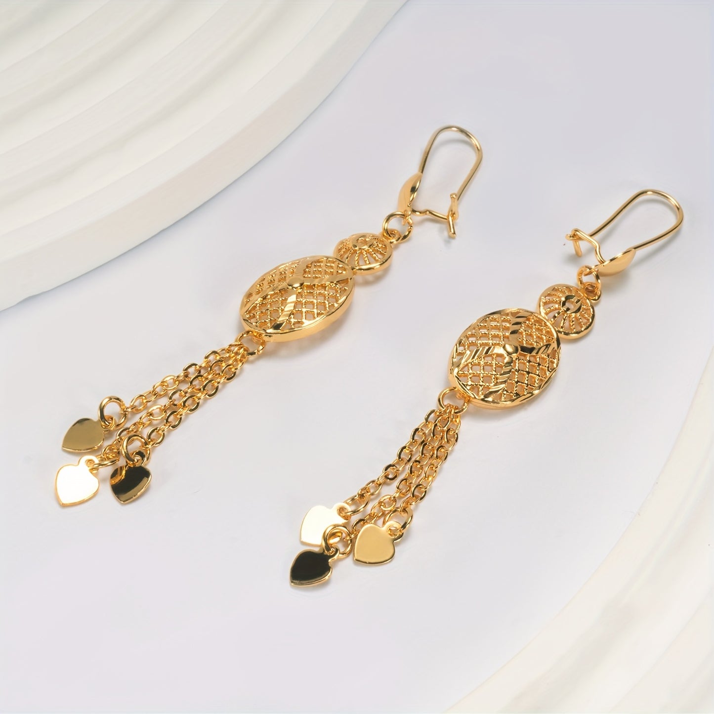 Elegant Golden Plated Copper Tassel Earrings