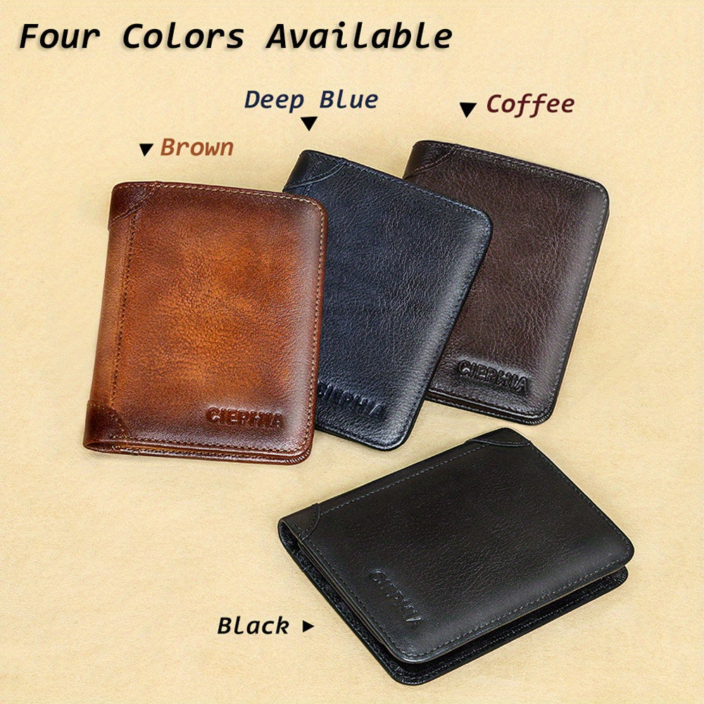 CIEPHIA Vintage Genuine Leather RFID Blocking Wallet for Men