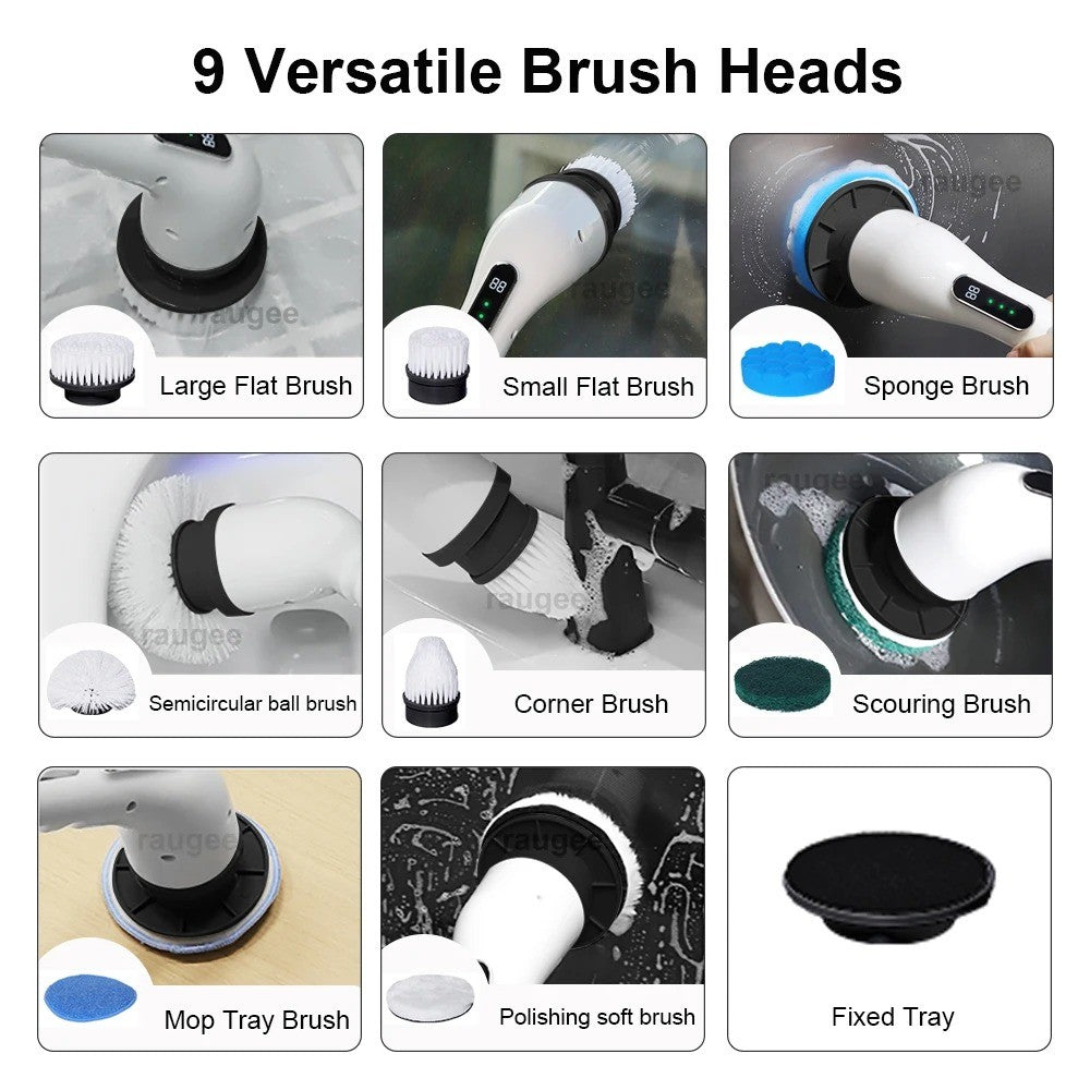 Electric Spin Scrubber Cordless Cleaning Brush Bathroom Rotating Scrubber