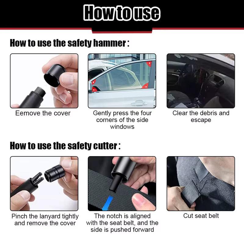 Break Free in Seconds – 2‑in‑1 Car Safety Hammer & Seatbelt Cutter