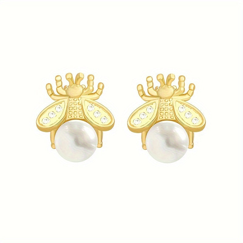 Trendy Elegant Bee Pearl Earrings