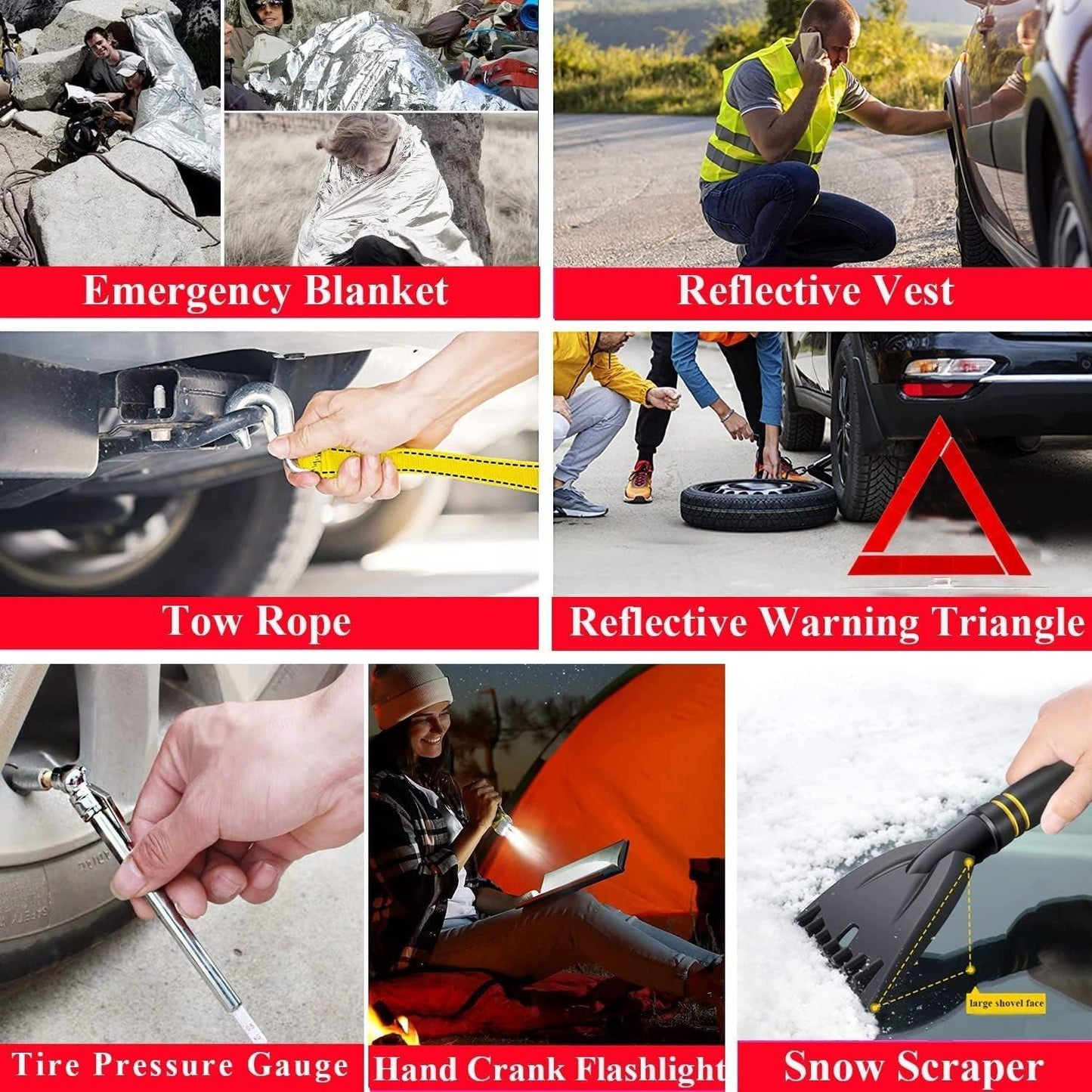 Emergency Car Kit – Complete Roadside Safety & Breakdown Set with Jumper Cables & Safety Gear