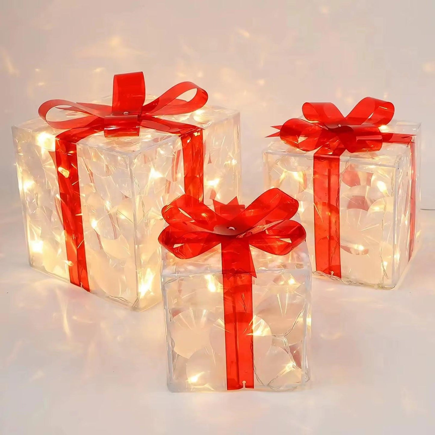 Illuminated Christmas Gift Box – 100 LED Snowflake Décor Accent