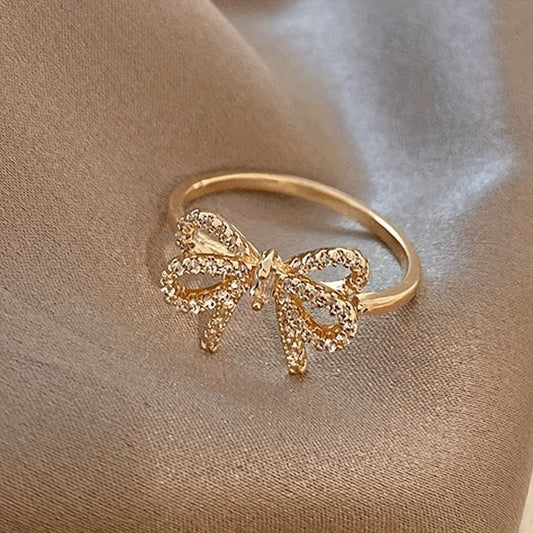 Elegant Adjustable Butterfly Rhinestone Ring