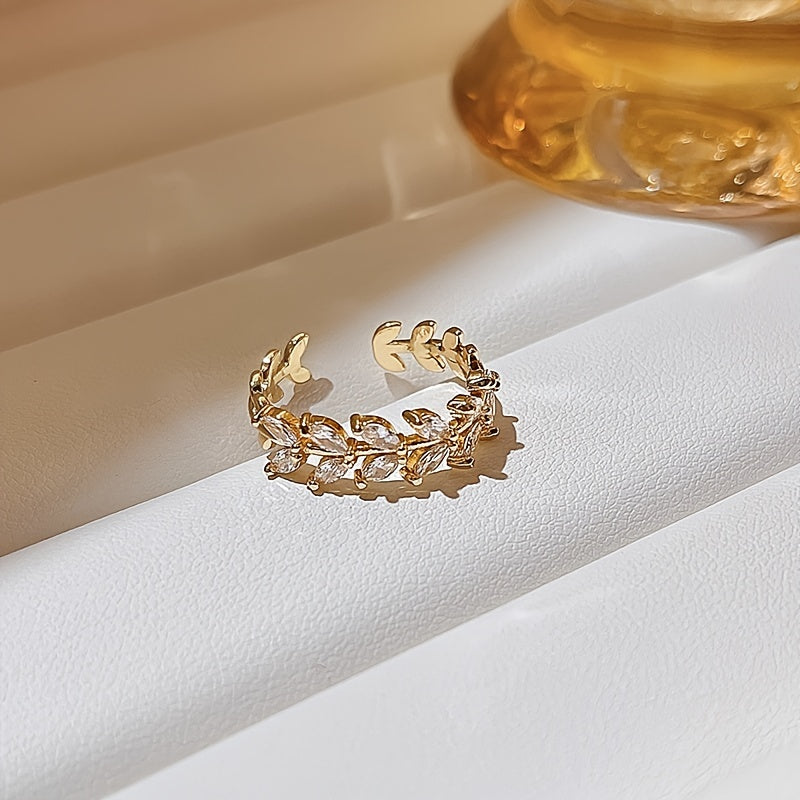 Chic Adjustable gold Leaf Ring