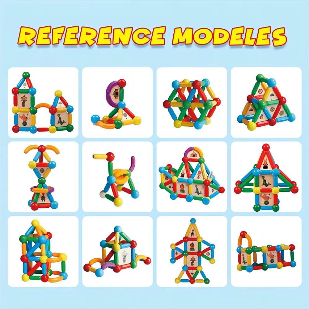 Build Beyond Flat Tiles – 90PCS Montessori‑Style Magnetic Sticks & Balls STEM Toy for 3D Learning
