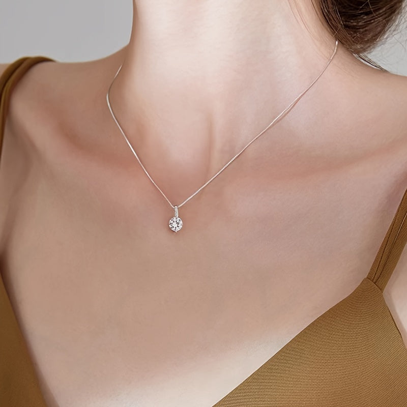 Elegant Geometric Water Drop Silver Necklace