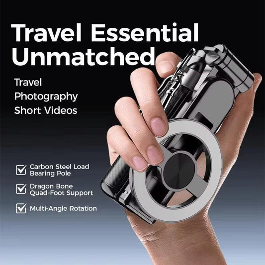 Snap, Stream, Go – 4-in-1 Magnetic Selfie Stick with Bluetooth & 360° Rotation