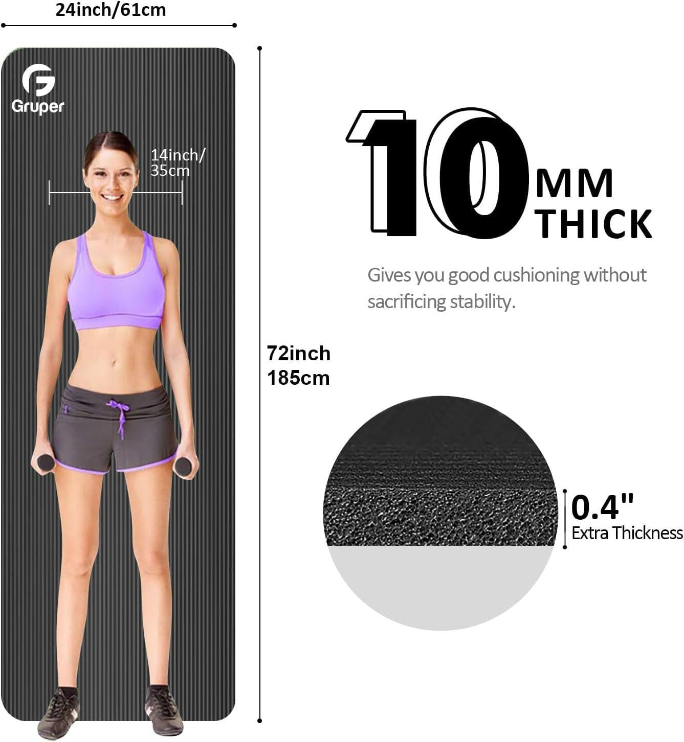 Extra Thick Yoga Mat – Non-Slip Exercise Mat with Strap & Bag