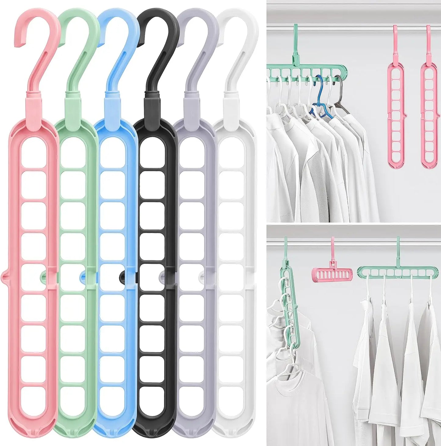 9 Hole Clothes Hanger Space Saving Clothes Hanger Magic Clothes Hanger Multifunctional Drying Rack Wardrobe Storage Organizer