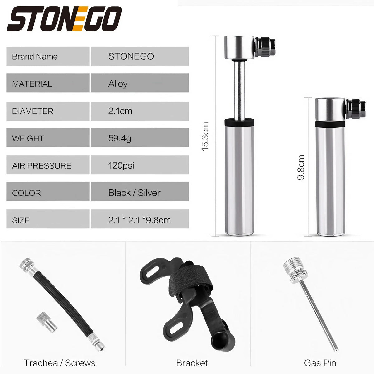 Portable Pocket Bike Pump | High Pressure Mini Pump