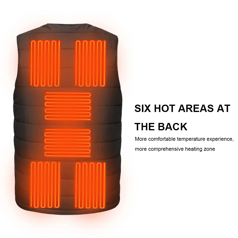 New 10 Heated Vest Smart Electric Heating Vest Sleeveless Jacket USB Rechargeable Unisex Outdoor Winter Warm Jacket M-7XL