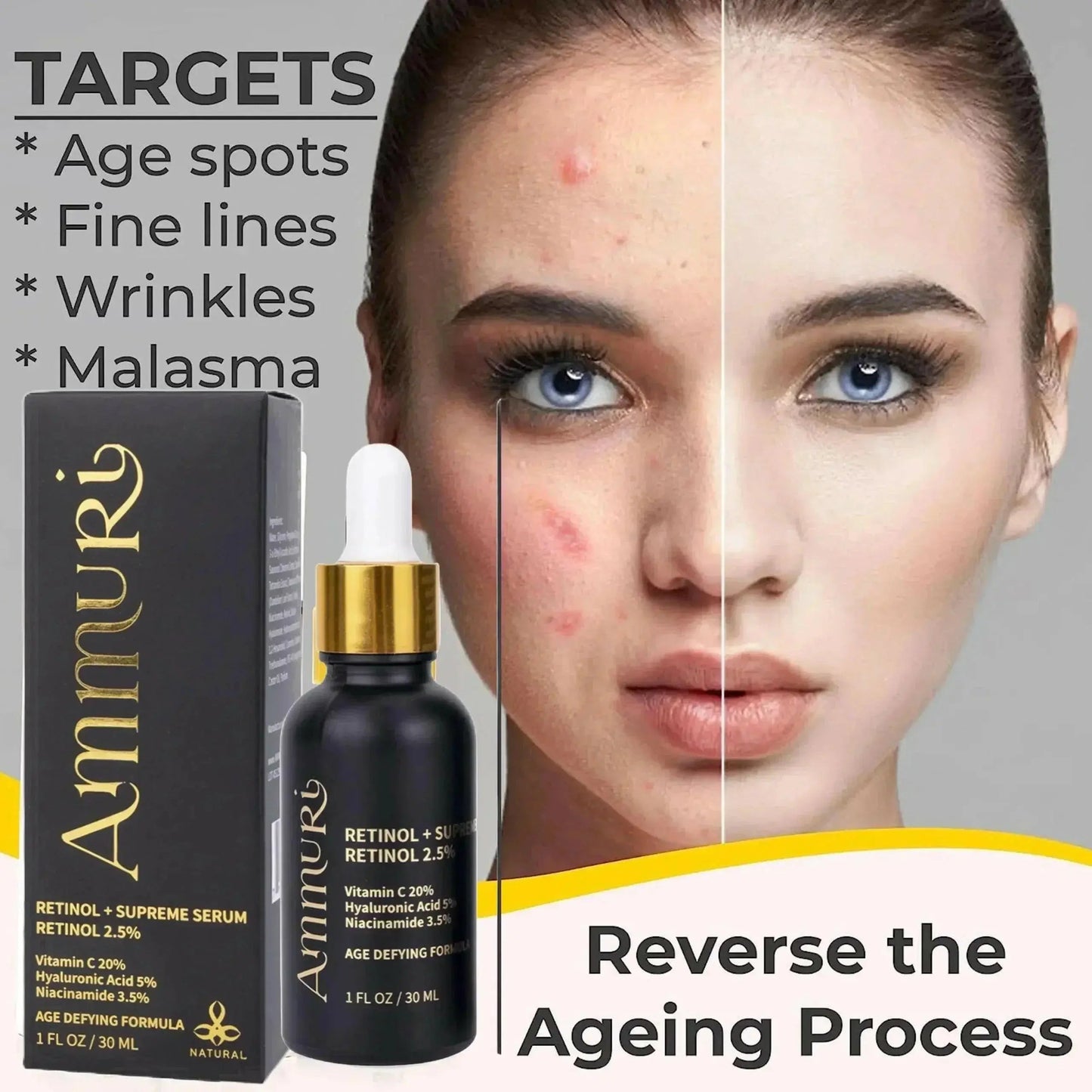 Ammuri Retinol Supreme 2.5% Serum – Anti-Aging Treatment - Age-Defying Formula