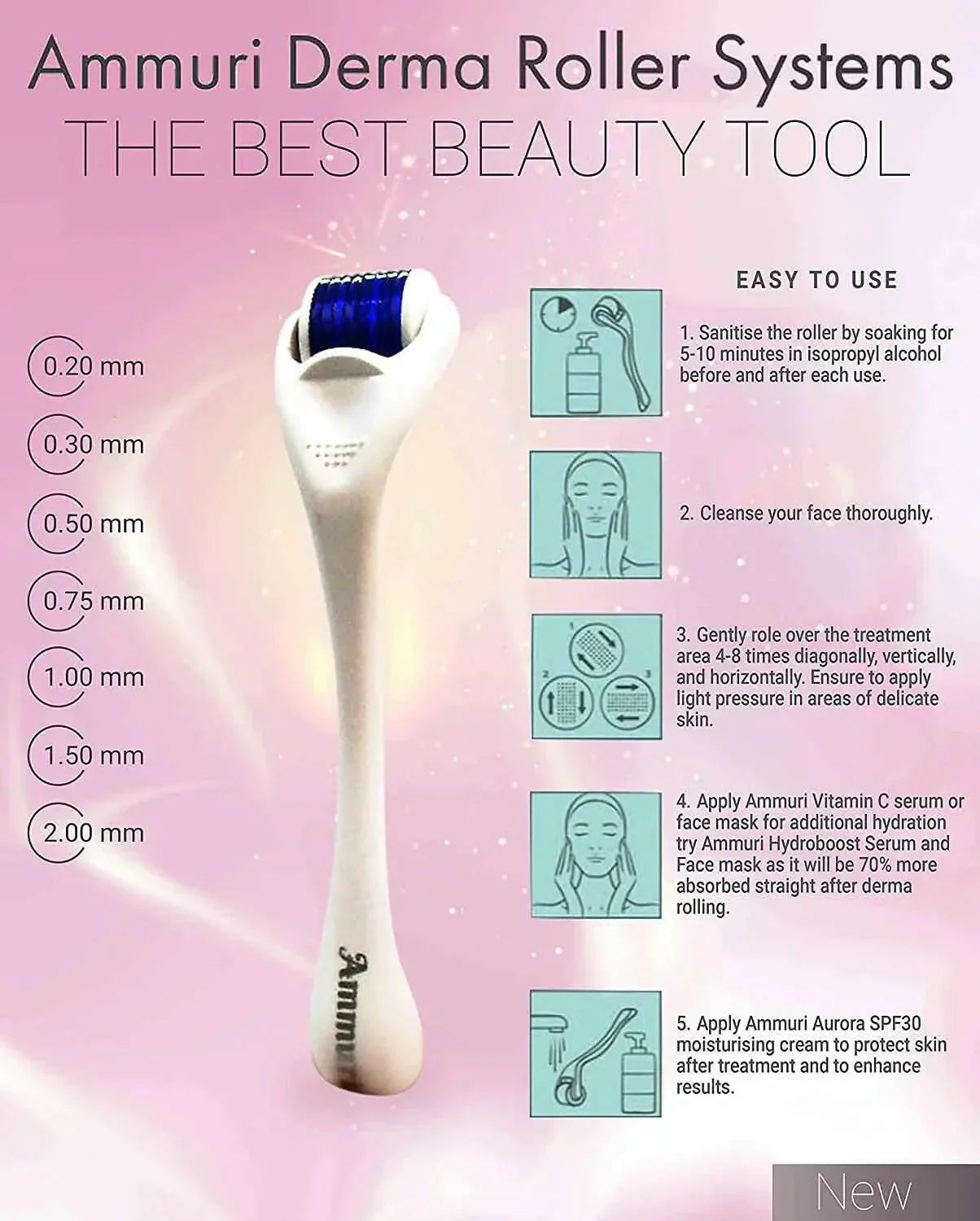 Ammuri Derma Roller for Scars and Anti-Aging Care