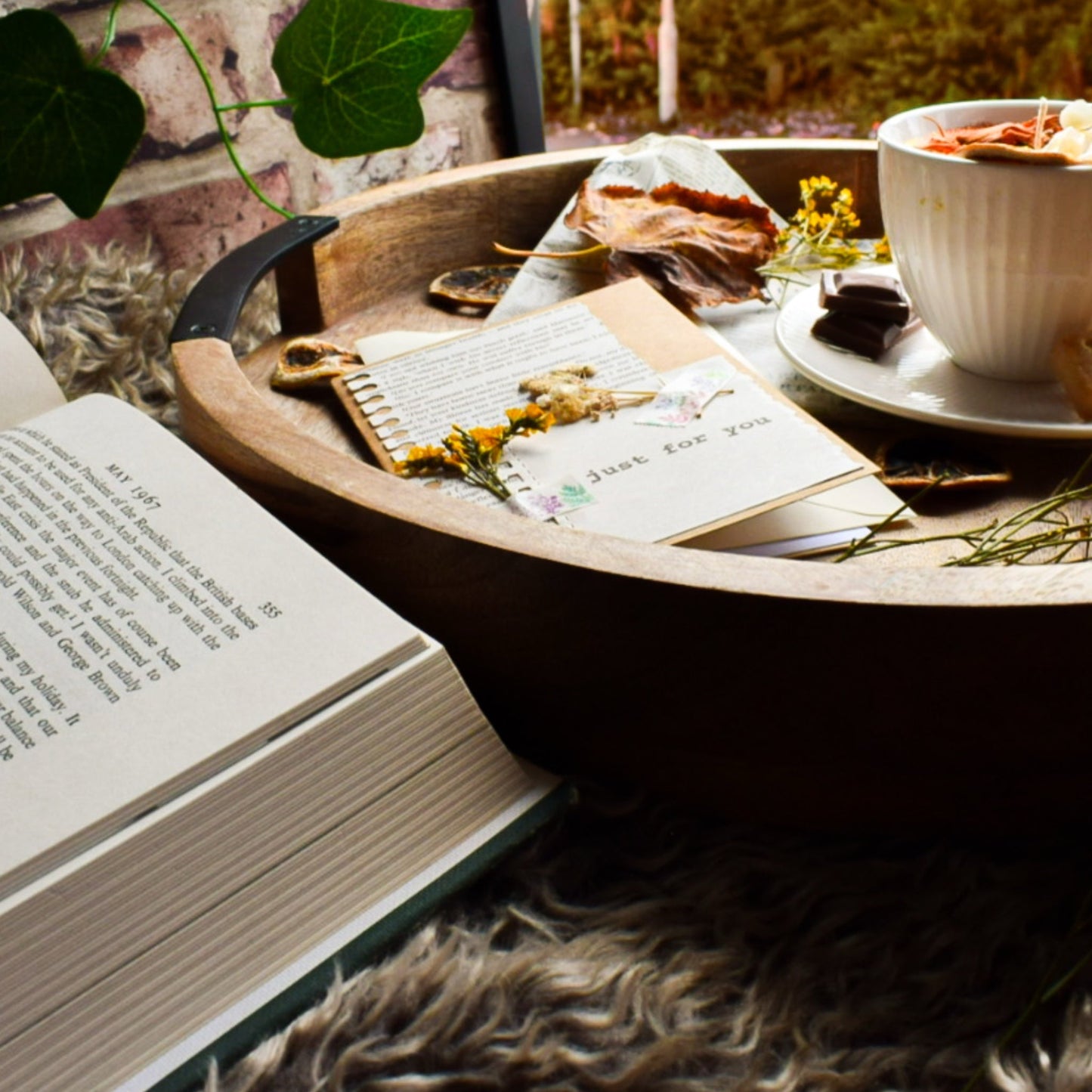 Just For You Botanical Scrapbook Bookish Greeting Card