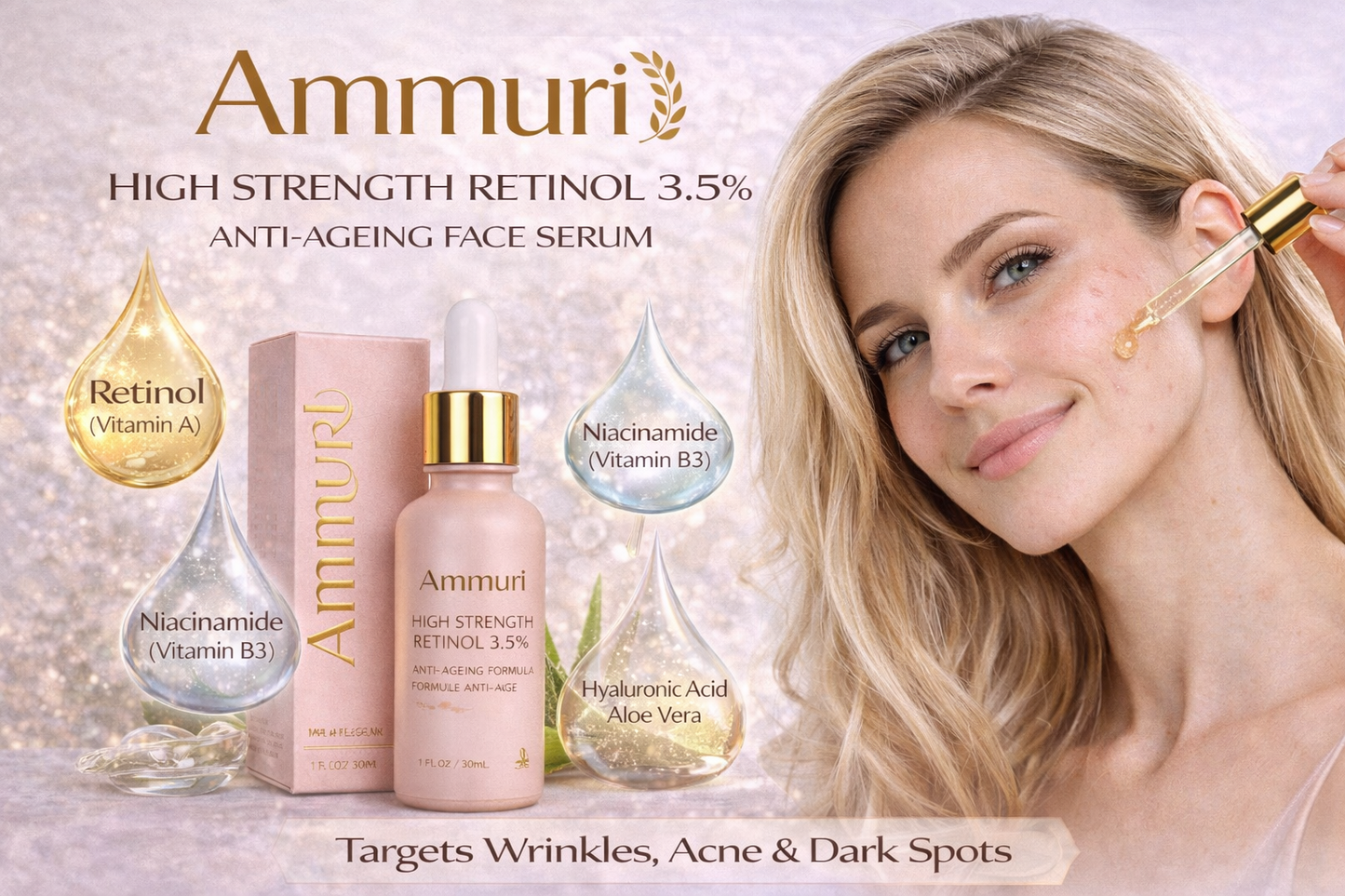 High Strength Retinol 3.5% Serum for Anti-Ageing & Skin Firming | Ammuri