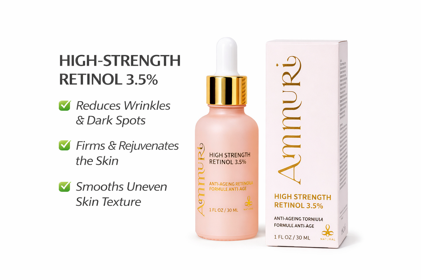 High Strength Retinol 3.5% Serum for Anti-Ageing & Skin Firming | Ammuri