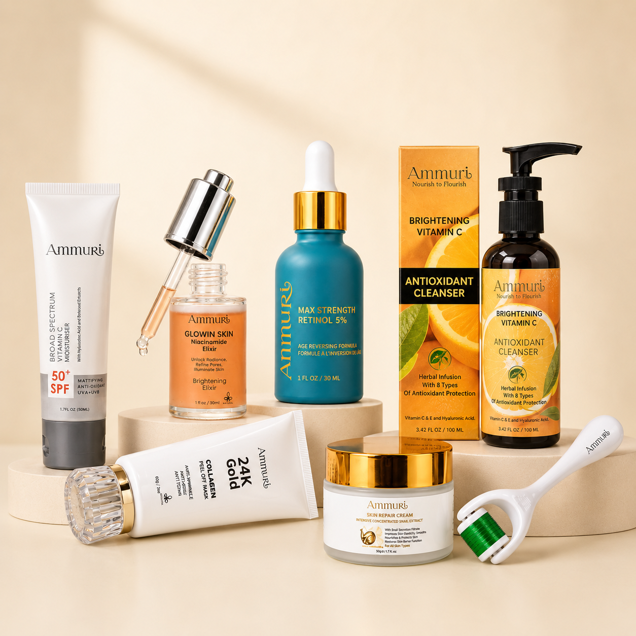 7-Piece Anti-Ageing Skincare Set | Retinol, Niacinamide & Vitamin C | Ammuri
