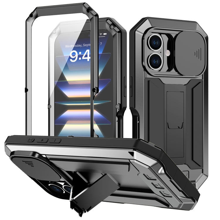 R-JUST Sliding Camera IP54 Life Waterproof Holder Phone Case, For iPhone 16 Pro, For iPhone 16 Plus, For iPhone 16, For iPhone 15 Pro Max, For iPhone 15 Pro, For iPhone 15 Plus
