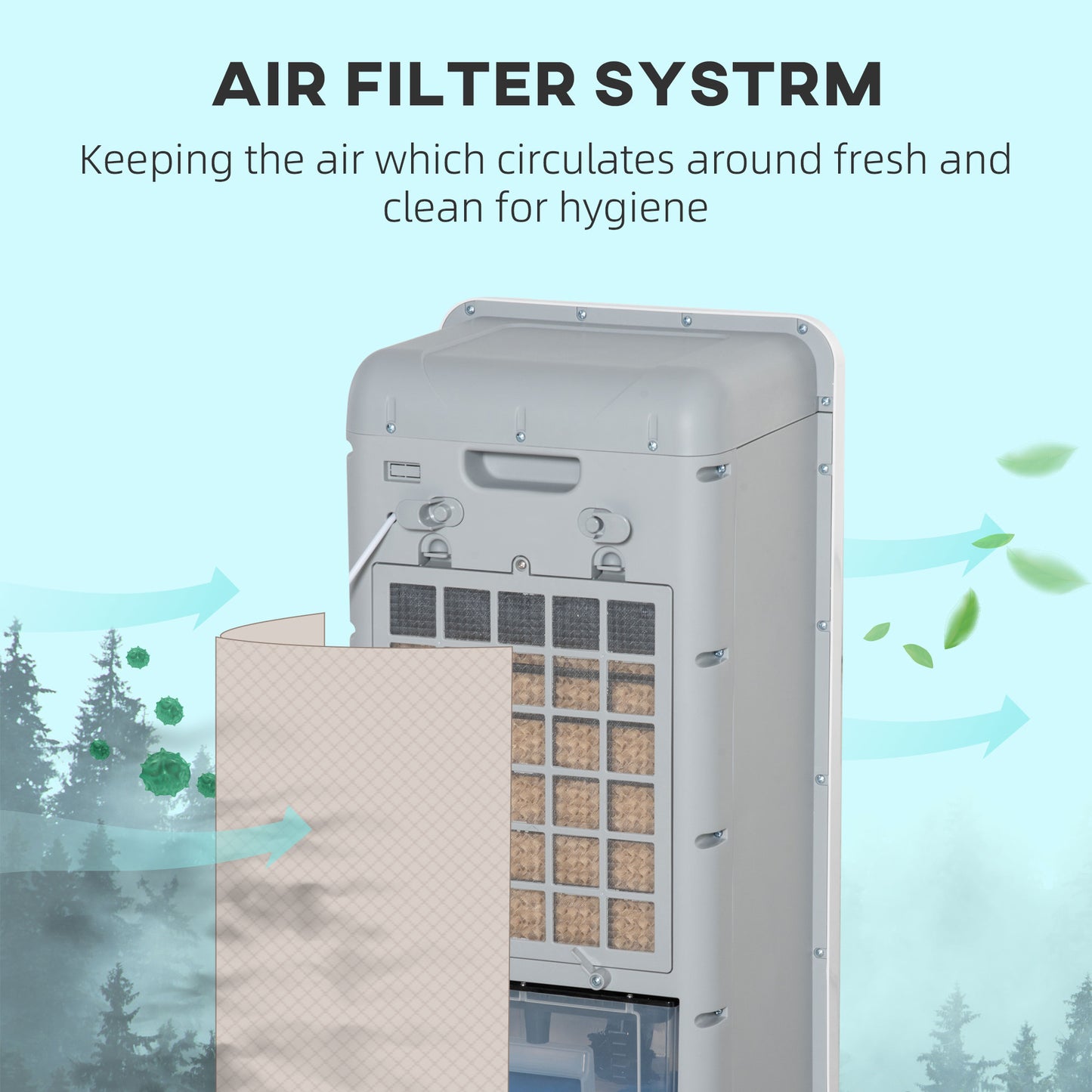 HOMCOM Mobile Air Cooler, Evaporative Ice Cooling Fan Humidifier Unit