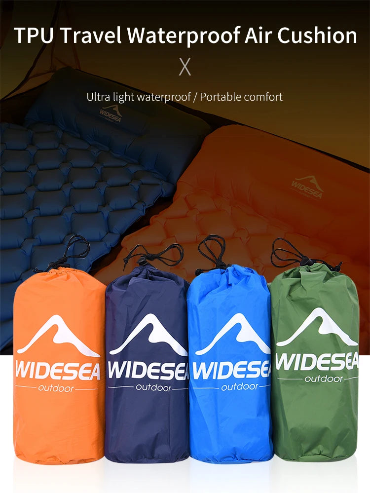 Widesea Ultralight Inflatable Air Mattress with integrated Pillow for Camping