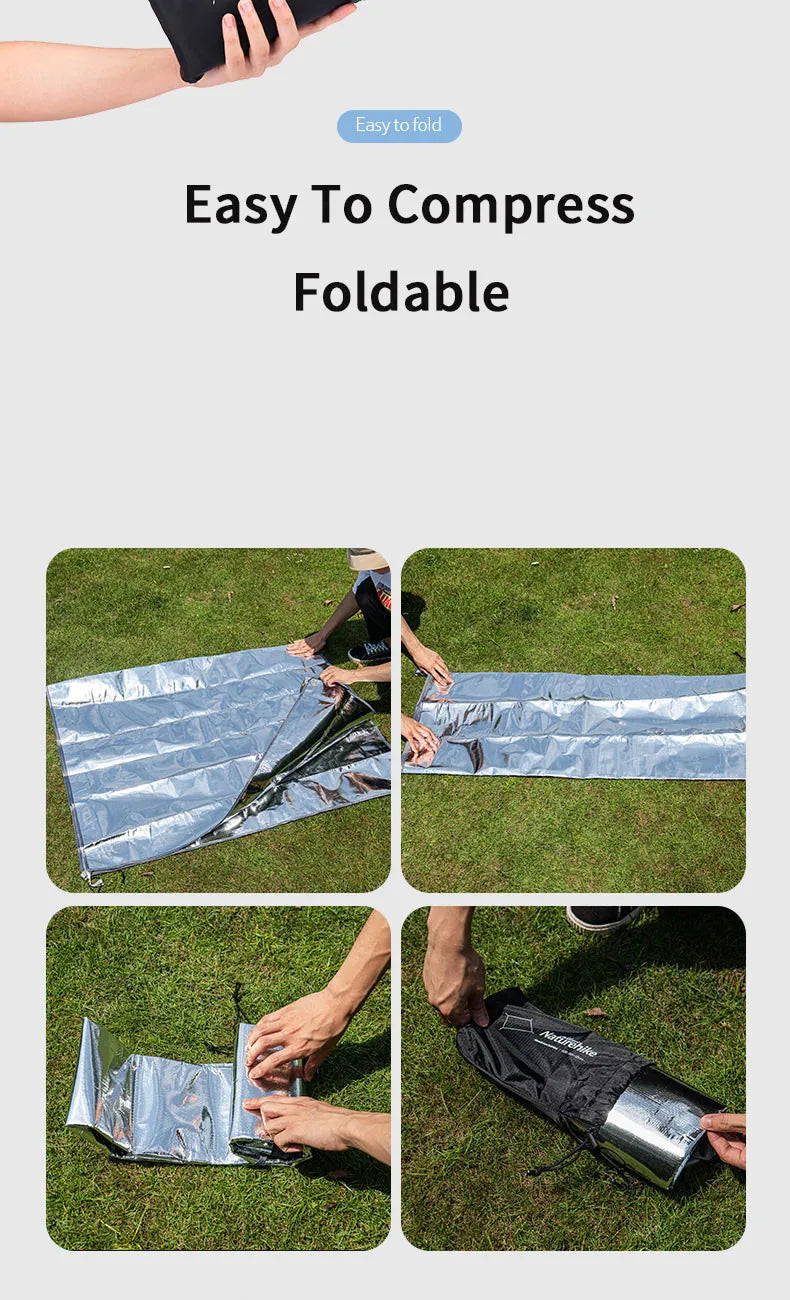 Naturehike-Foldable Ultralight Floor Mat, Aluminum Foil Sleeping Mat, Insulating Thermal Mat, Waterproof, Camping Pad