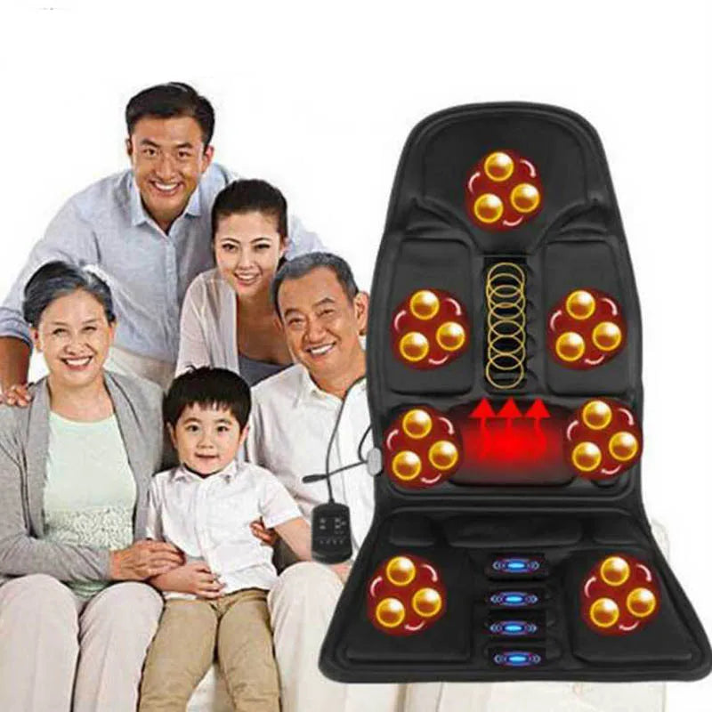 Car Home Office Full-Body Massage Cushion Heat 7 Motors Vibrate Mattress Back Neck Mat Chair Massage Relaxation Seat 12V