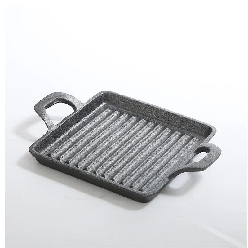 Cast Iron Square Grill Plate with Double Ears - 14x13.5cm