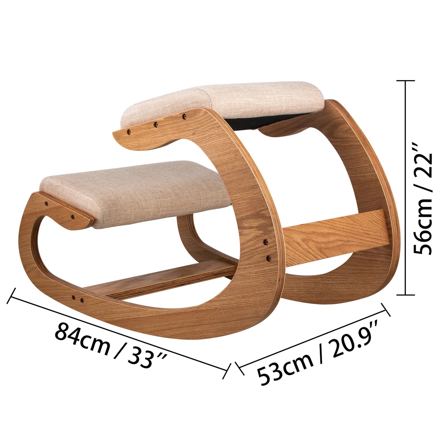 VEVOR Ergonomic Rocking Wooden Kneeling Chair Stool Correct Posture Computer Chair Original Home Office Furniture Thick Cushion