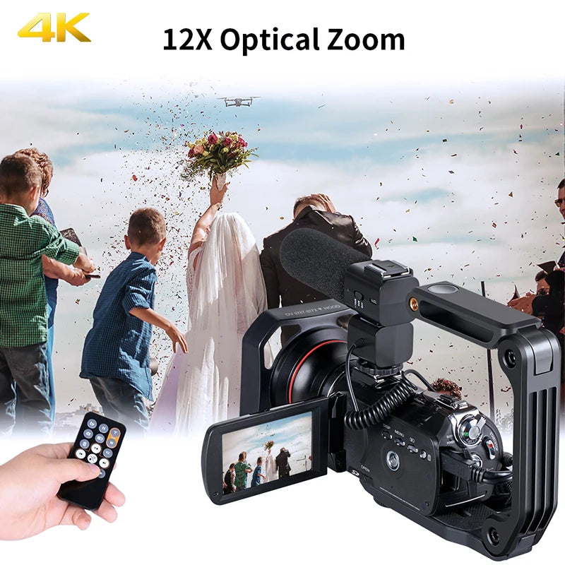 4K Ordro AC5 12X Optical Zoom Full HD Professional Video Camera for YouTube Live Streaming