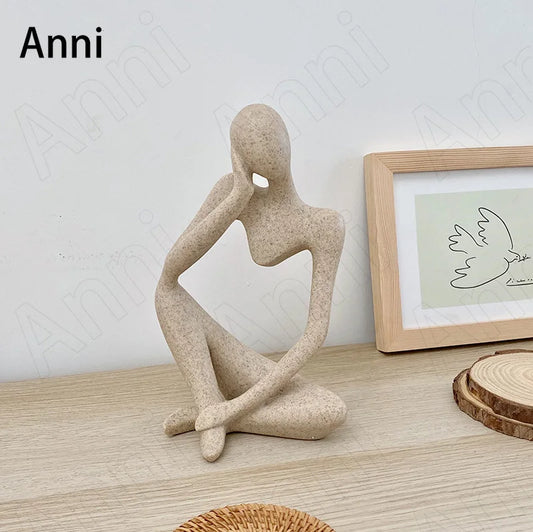 Creativity Abstract Figures Figurine Nordic Modern Vintage Resin Embellishment Thinker Art Decor Ornament Living Room Decoration