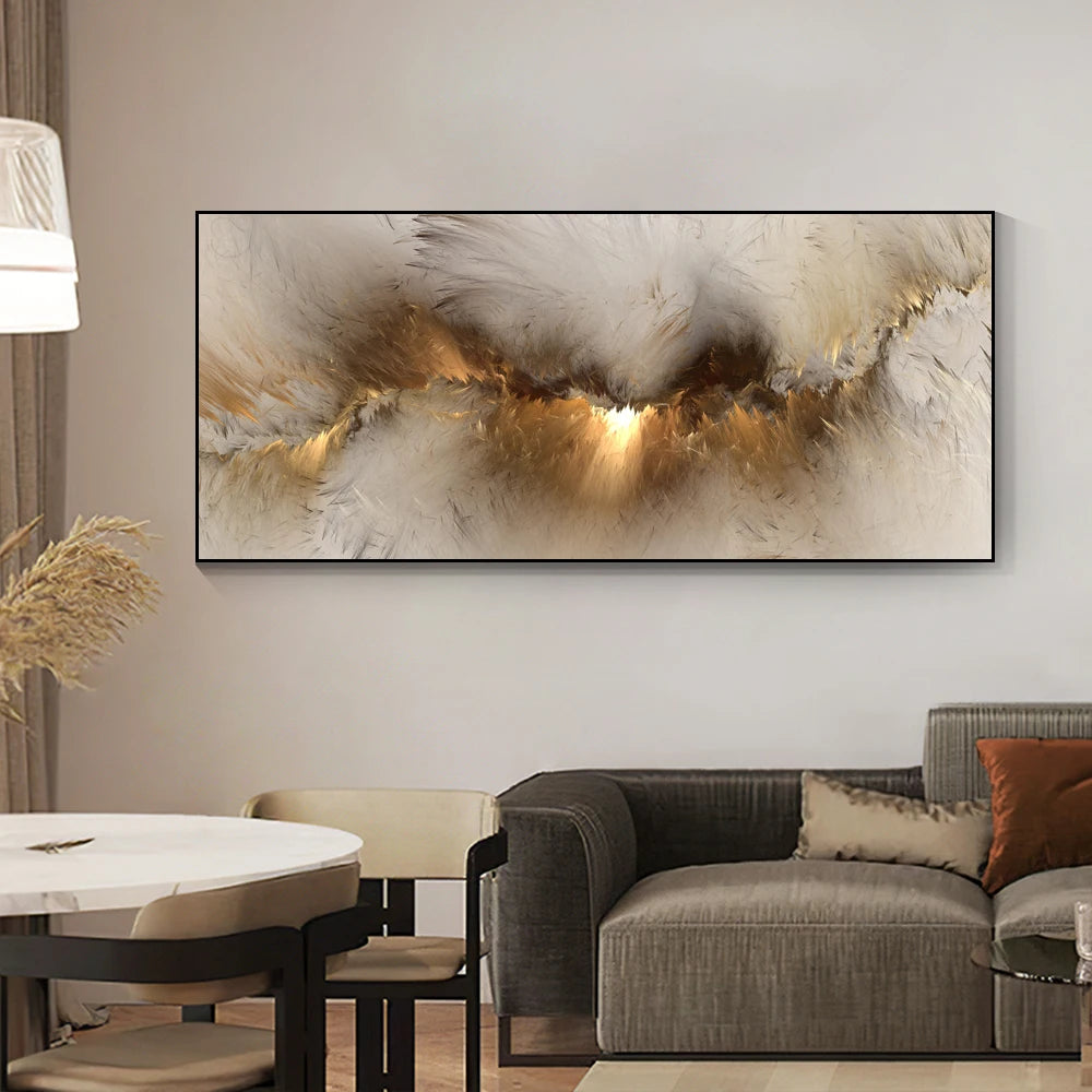 Grey Yellow Cloud Abstract Canvas Art