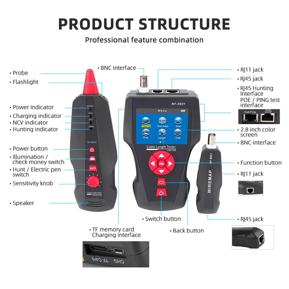 Original Noyafa NF-8601W Multifunction Network Cable Tester