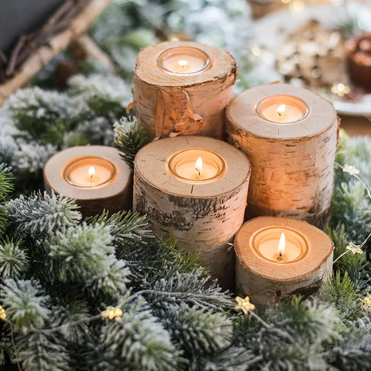 Creative Wooden Candlestick Succulent Plant Pot Tray