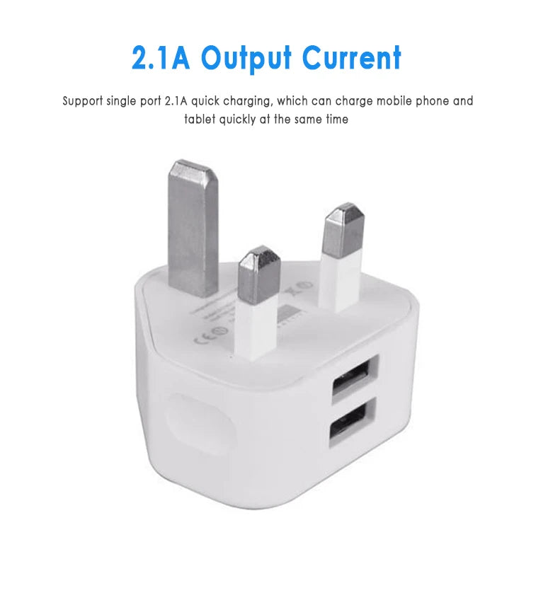 Universal UK Plug 3 Pin Wall Charger Adapter With 1/2/3 USB Ports Charging For Iphone 11 Samsung Huawei Charging Charger