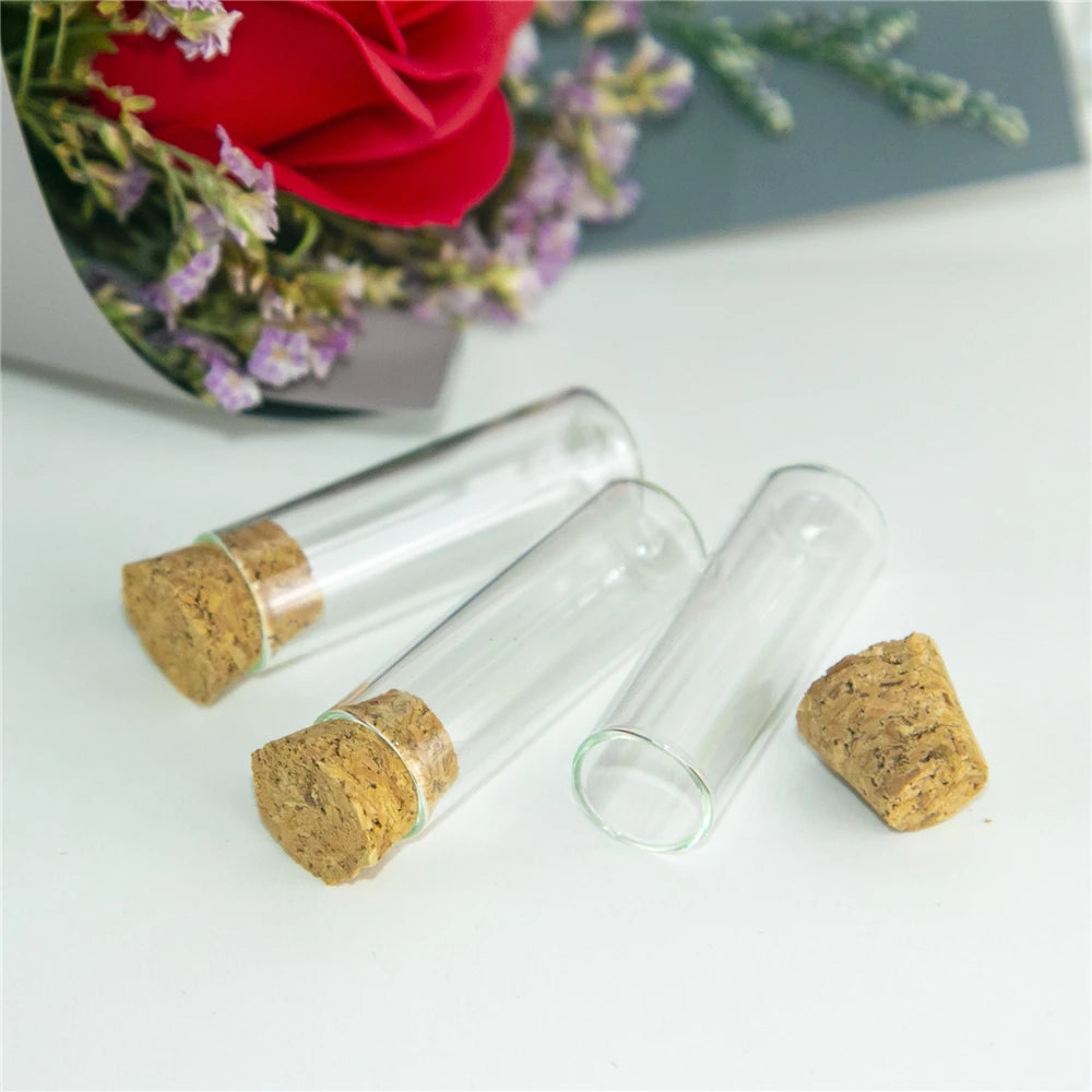 Mini Glass Test Tube Vials: 2.5ml, Cork Stopper, 100pcs