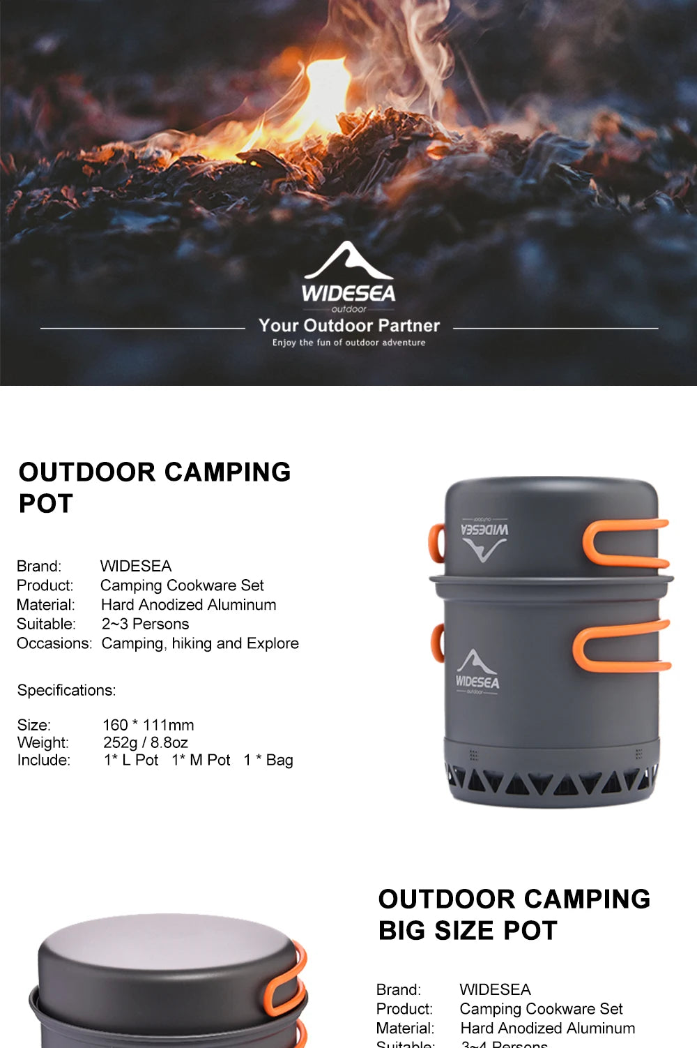 Widesea Camping Cookware Set | Outdoor Cooking Utensils