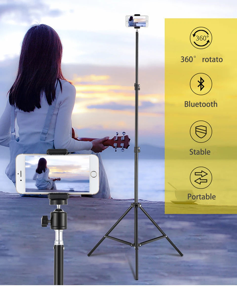 160/210cm Adjustable Professional Tripod with Remote Control for Phone Smartphone / Mobile