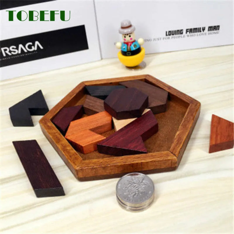 Wooden Geometric Shape Jigsaw Board Puzzles Kids Brain Teaser Non Toxic Wood Toys for Children Educational