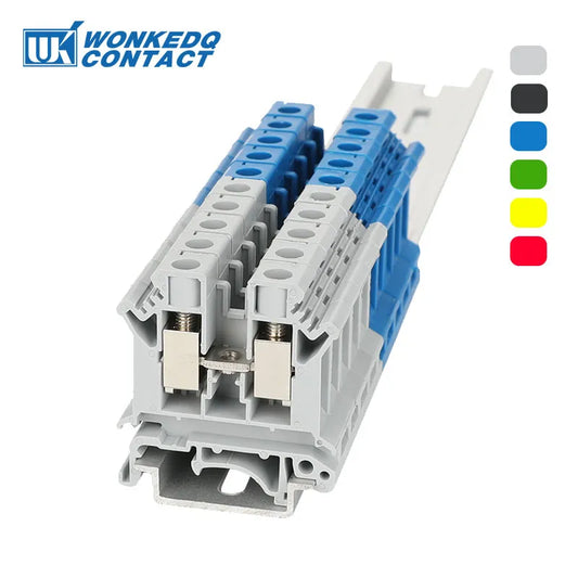 Multi-Color UK10 Screw Feed-Through DIN Rail Terminal Blocks