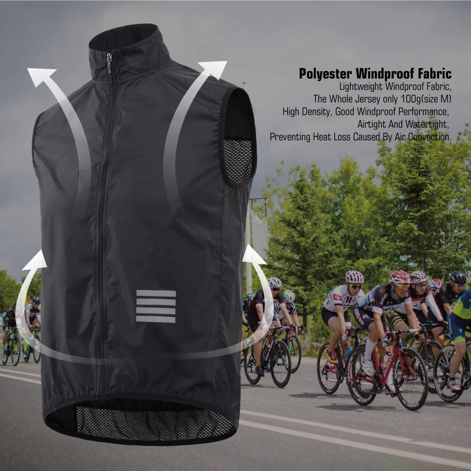 KEMALOCE Men's Cycling Vest -  Sleeveless, Windproof, Lightweight Cycling Vest