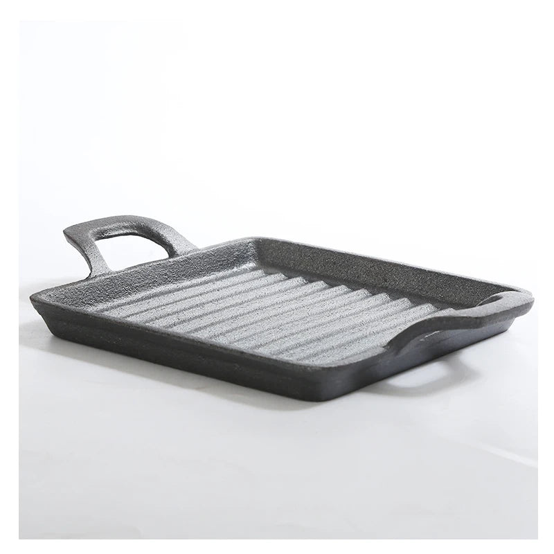 Cast Iron Square Grill Plate with Double Ears - 14x13.5cm