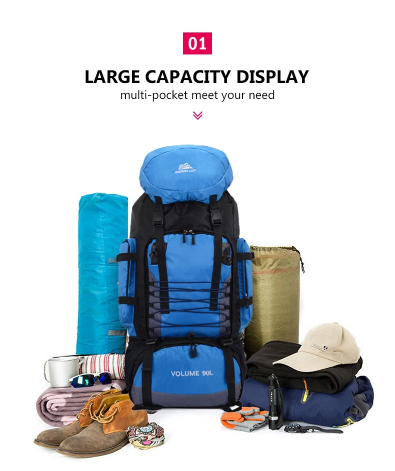 90L Travel Camping Backpack | Mountaineering Large Capacity Sports Bag