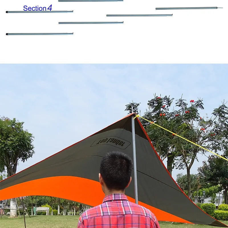 2m / 1.8m Folding Tarp Pole for camping awning and tent