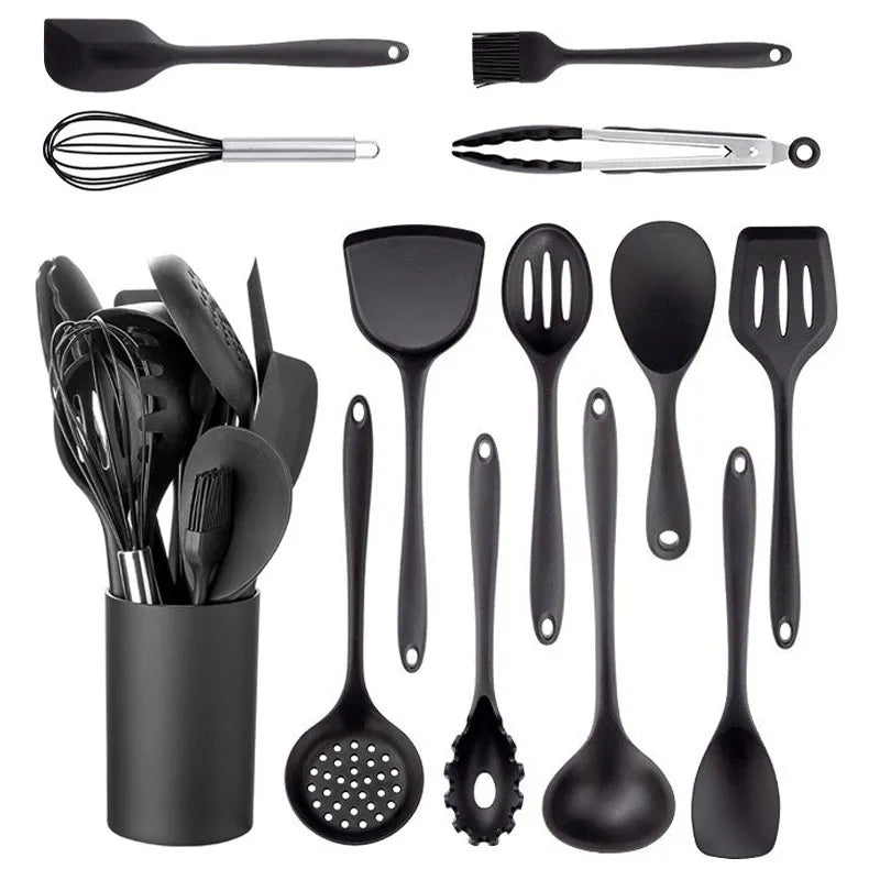 Black Silicone Kitchenware Set - Non-Stick Cooking Tools