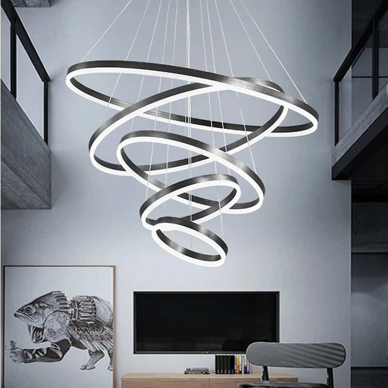 Modern Golden LED Ring Pendant Light