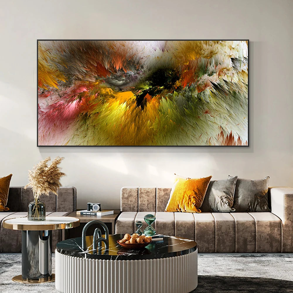 Grey Yellow Cloud Abstract Canvas Art