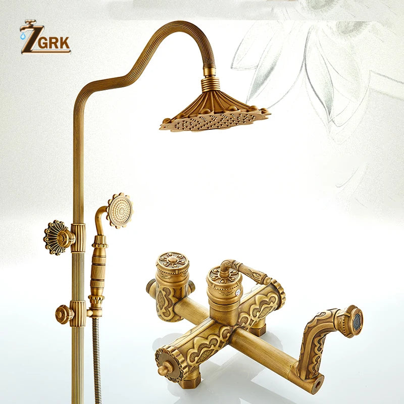 Antique Brass Rainfall Shower System