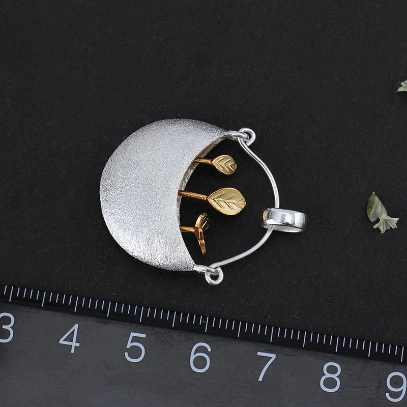 Lotus Fun Real 925 Sterling Silver Handmade Fine Jewelry: My Little Garden Design Pendant (without Necklace) for Women’s Accessories