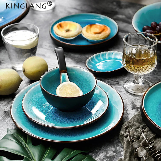 KINGLANG Ice Cracking Glaze Ceramic Tableware Set